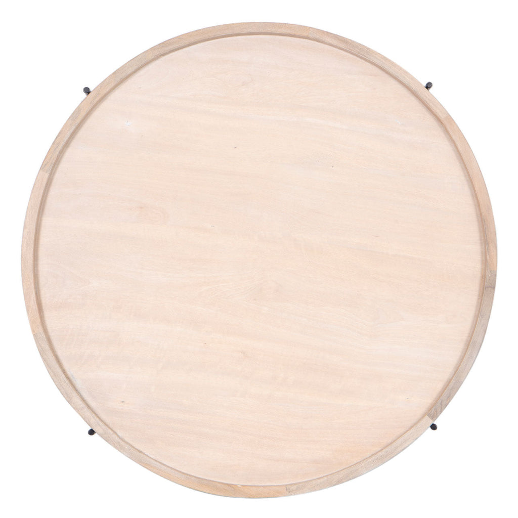 Charlie Mango Wood Round Tray Top Coffee Table