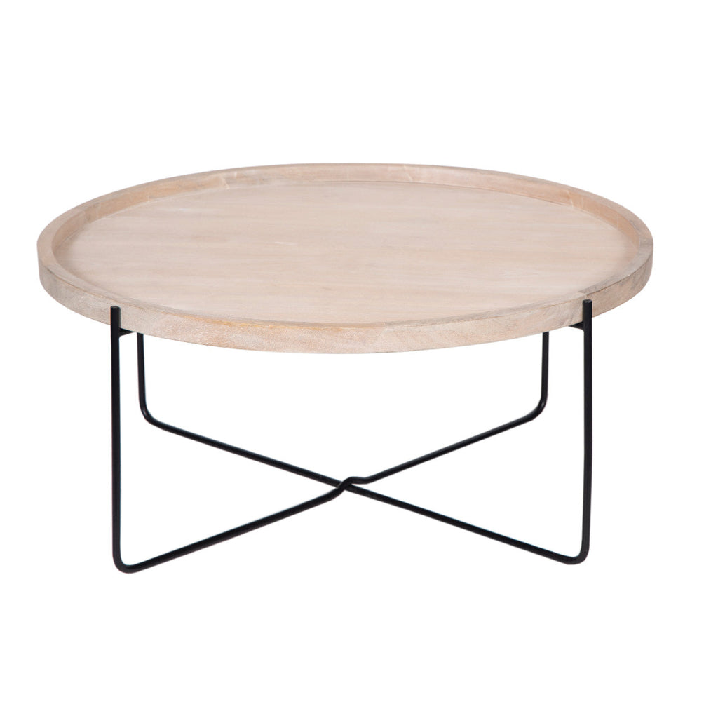 Charlie Mango Wood Round Tray Top Coffee Table