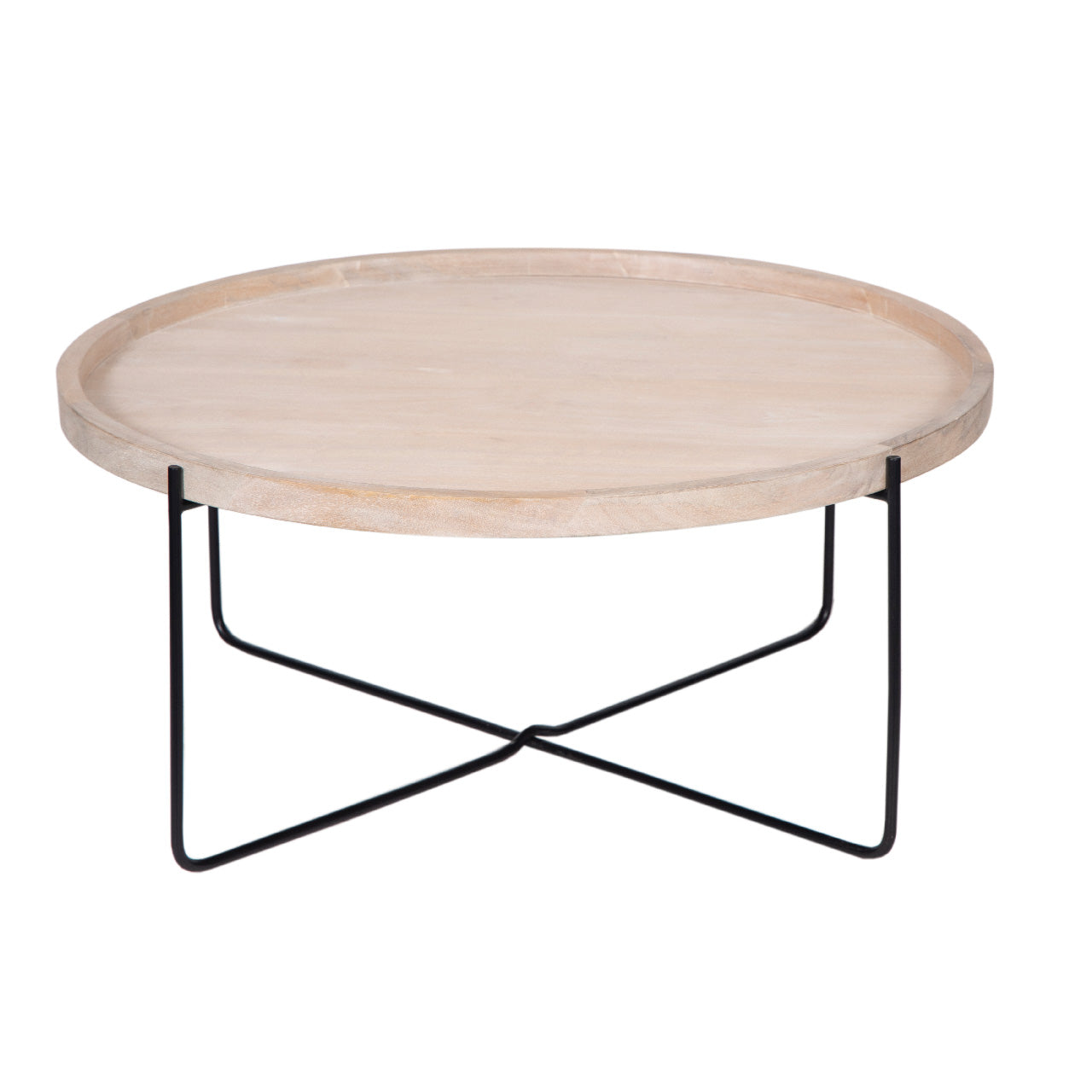 Charlie Mango Wood Round Tray Top Coffee Table