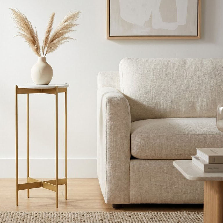 Chris Banswara Marble End Table Large - Gold Iron