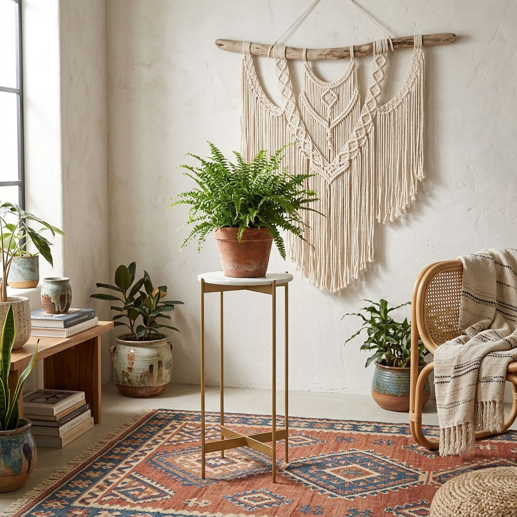 Chris Banswara Marble End Table Large - Gold Iron