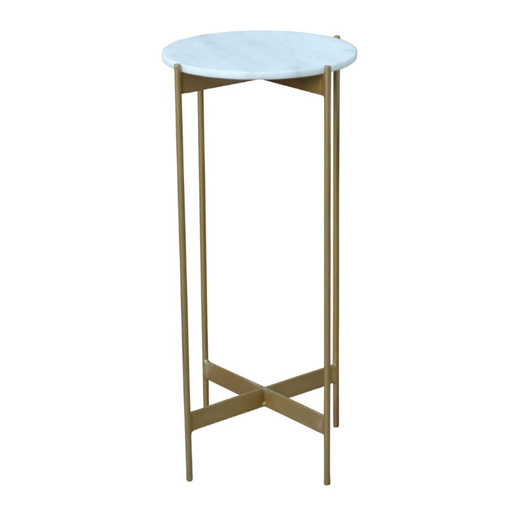Chris Banswara Marble End Table Large - Gold Iron