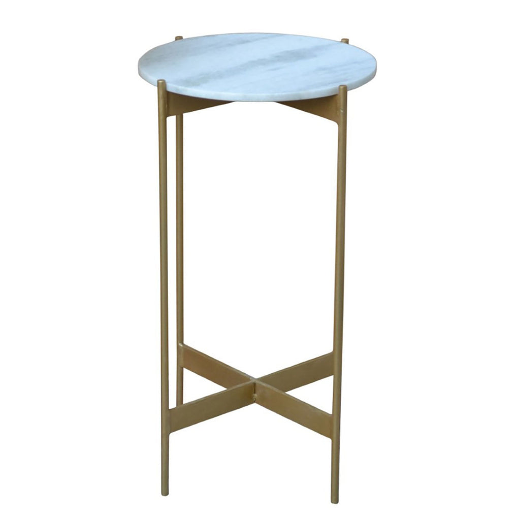 Chris Banswara Marble End Table Large - Gold Iron