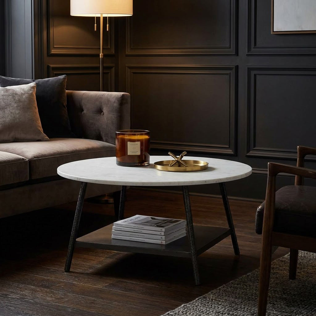 Clarks Marble Top Coffee Table - Black