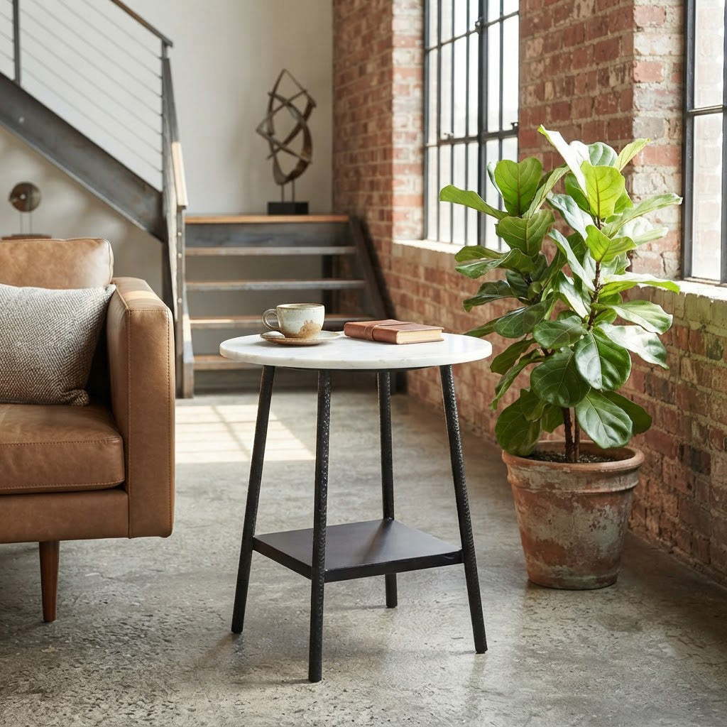 Clarks Marble Top Side Table - Black