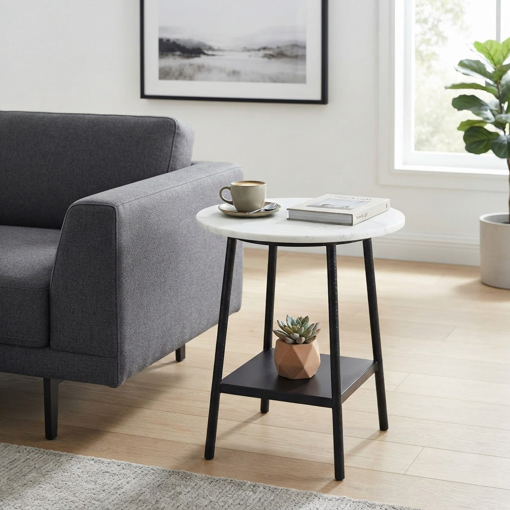 Clarks Marble Top Side Table - Black