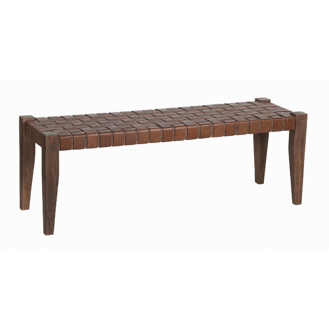 Claudia Acacia Leather Bench