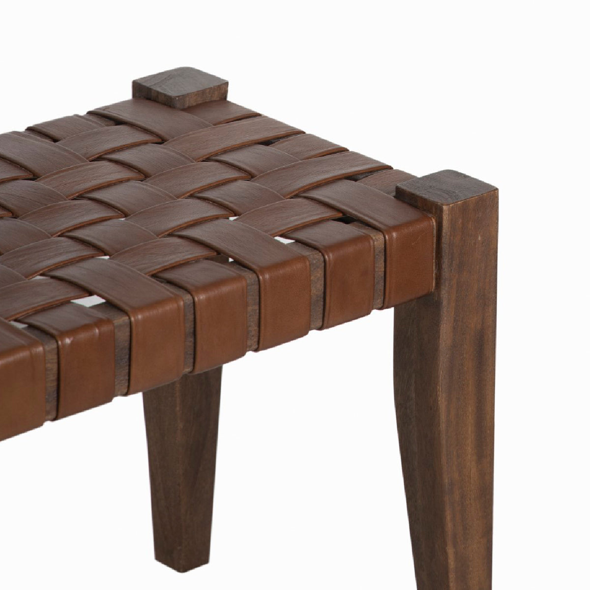 Claudia Acacia Leather Bench