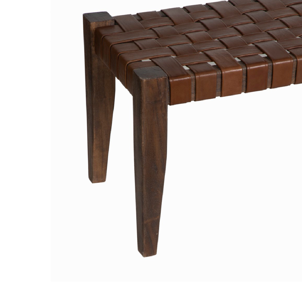 Claudia Acacia Leather Bench
