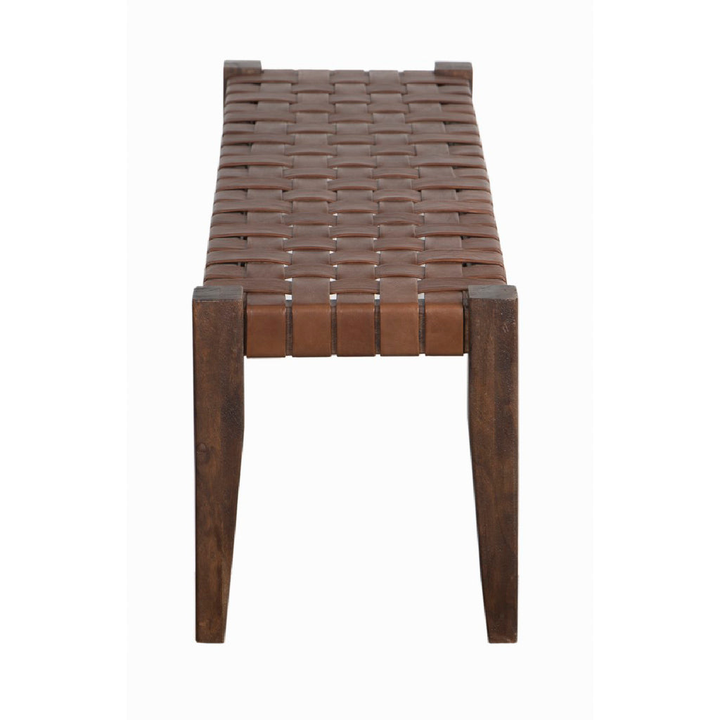 Claudia Acacia Leather Bench