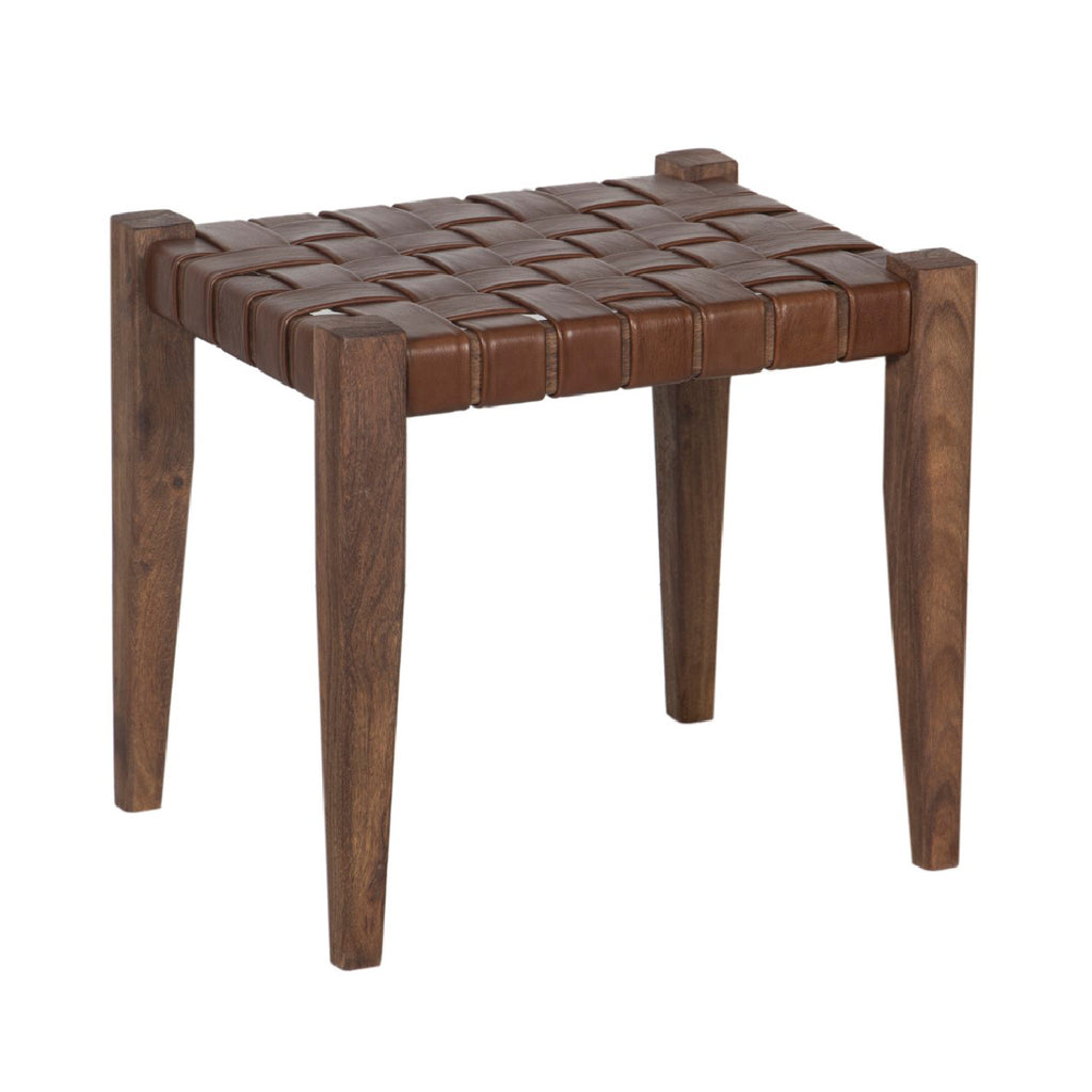 Claudia Acacia Leather Ottoman