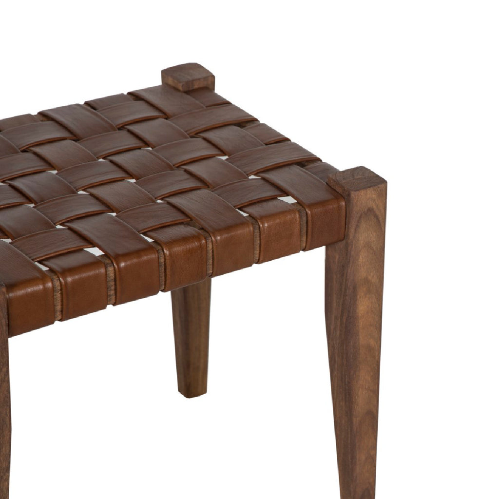 Claudia Acacia Leather Ottoman
