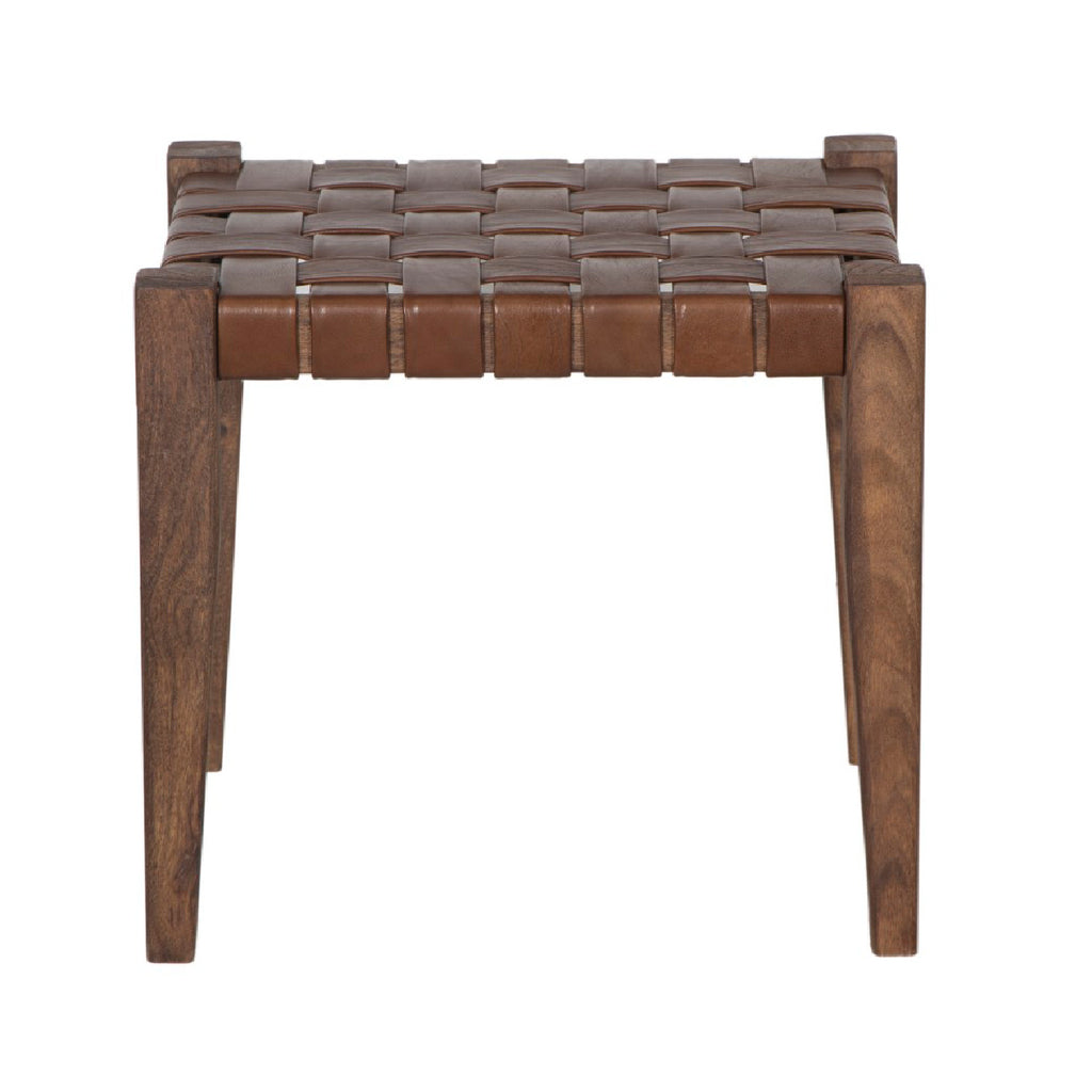Claudia Acacia Leather Ottoman