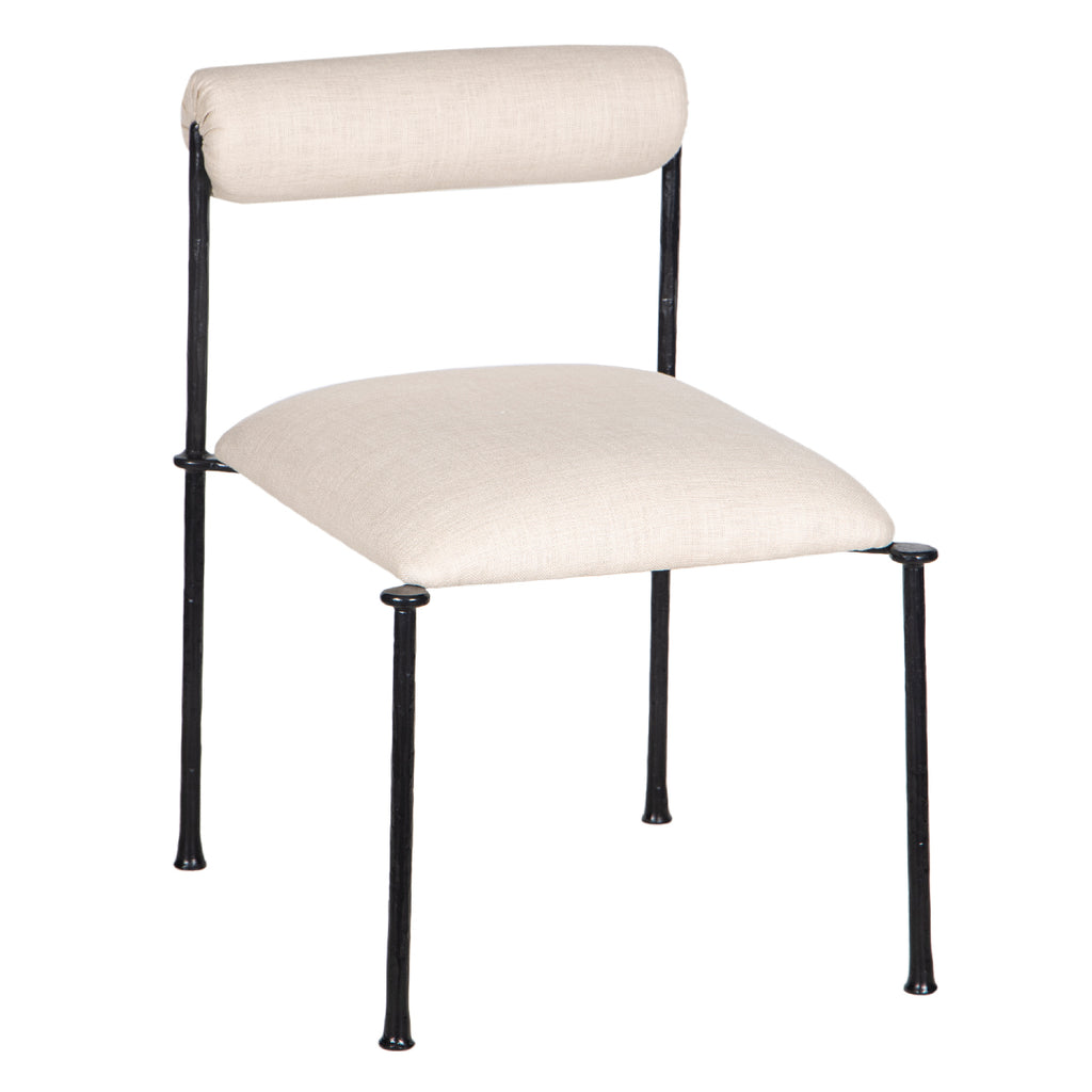 Cleo Hammered Metal Fabric Upholstered Dining Chair - Beige