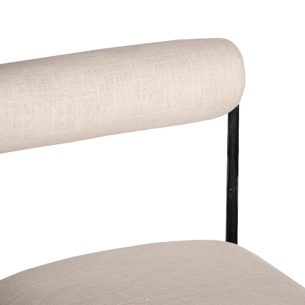 Cleo Hammered Metal Fabric Upholstered Dining Chair - Beige
