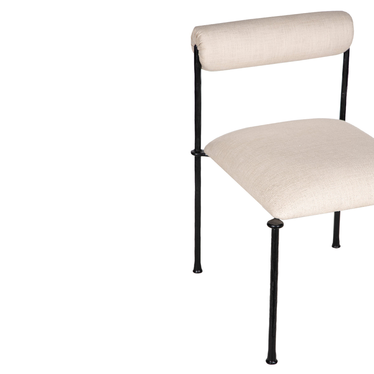Cleo Hammered Metal Fabric Upholstered Dining Chair - Beige
