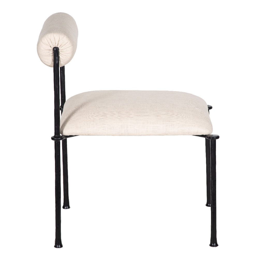 Cleo Hammered Metal Fabric Upholstered Dining Chair - Beige