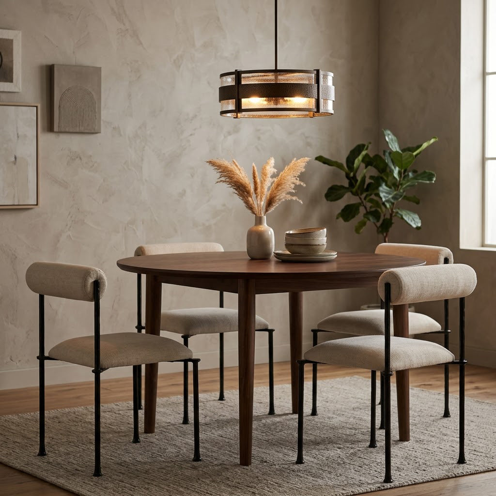 Cleo Hammered Metal Fabric Upholstered Dining Chair - Beige