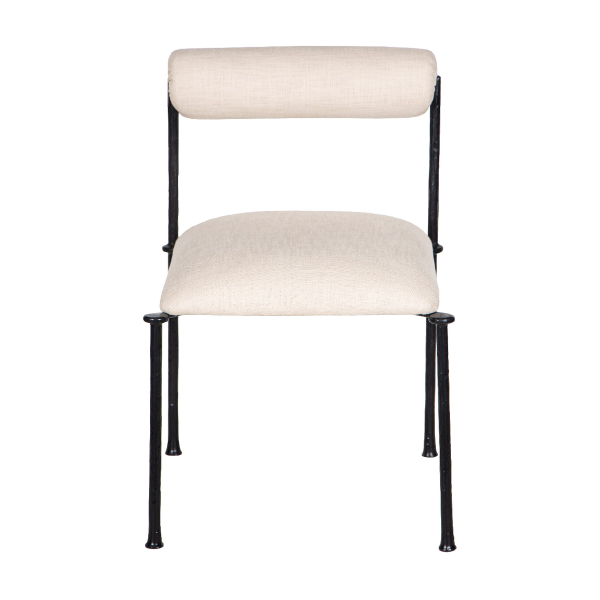 Cleo Hammered Metal Fabric Upholstered Dining Chair - Beige