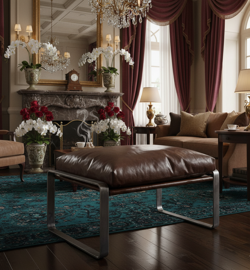 Damo Leather Ottoman