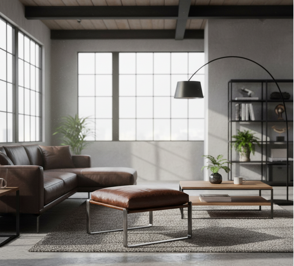 Damo Leather Ottoman