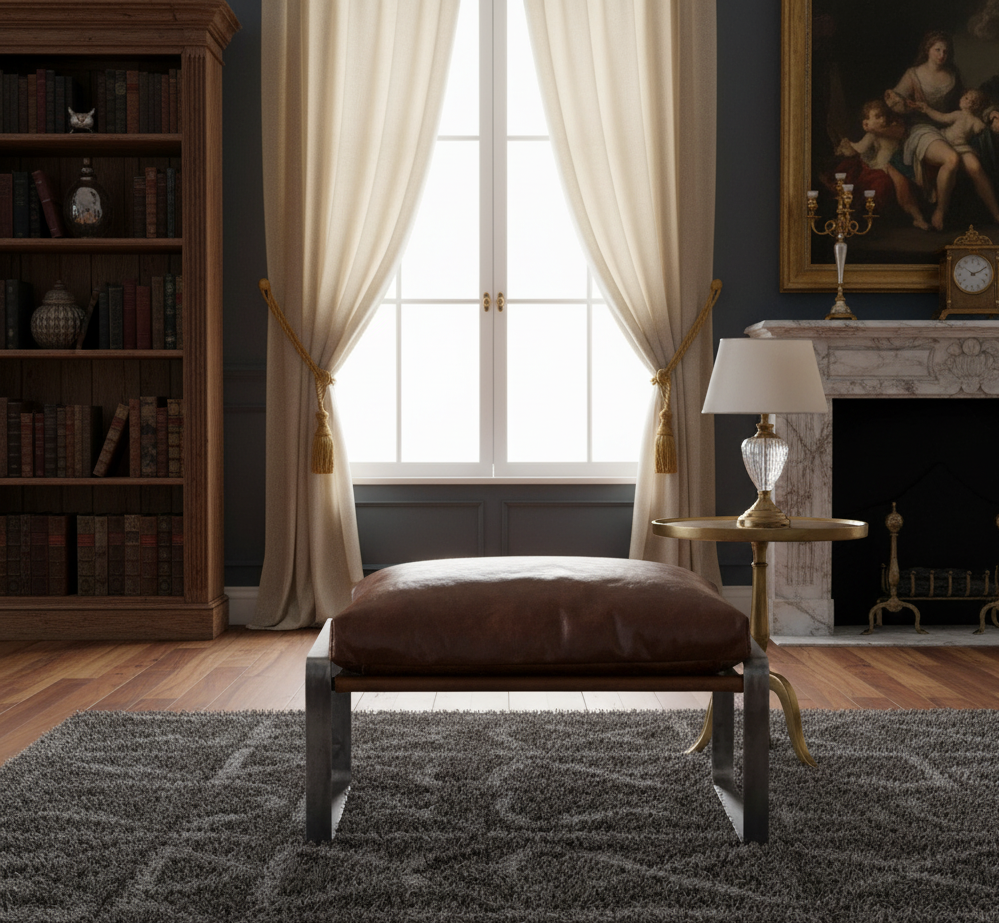 Damo Leather Ottoman