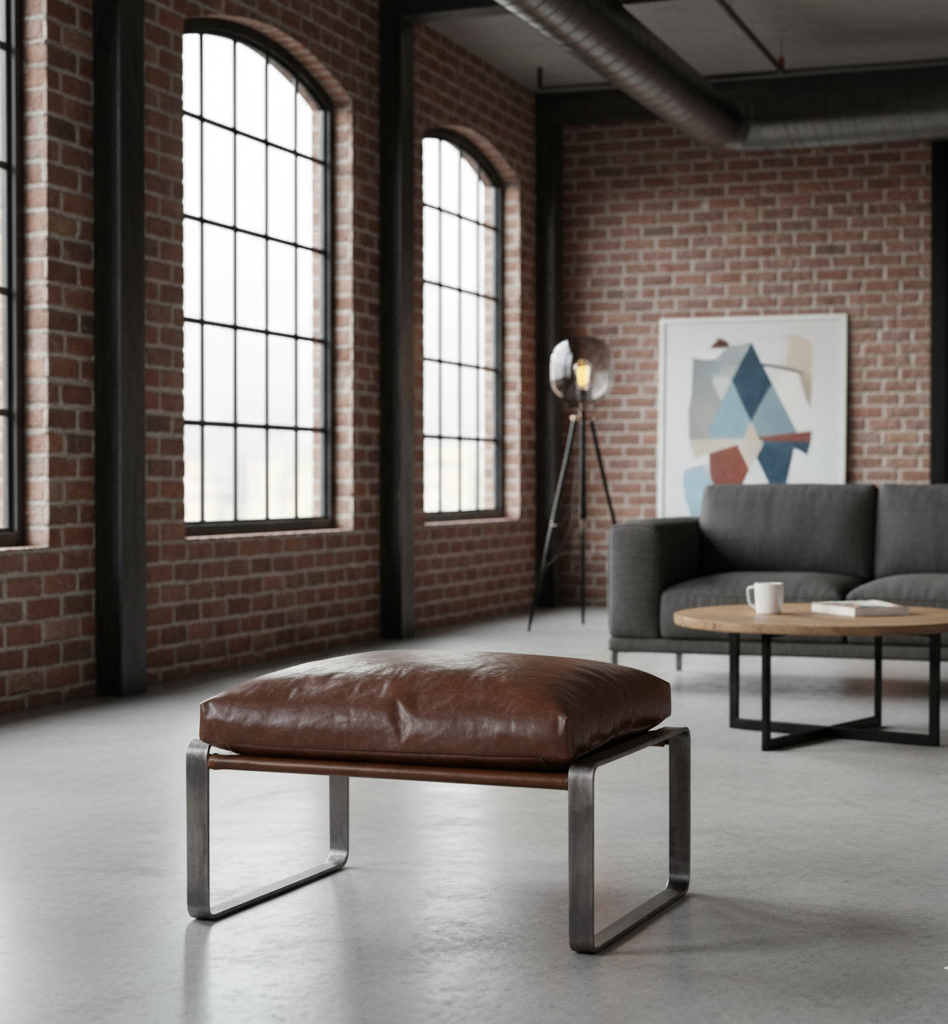 Damo Leather Ottoman