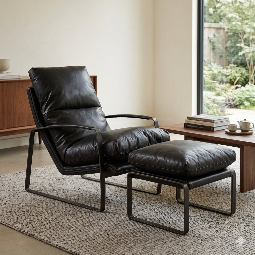 Damo Leather Ottoman