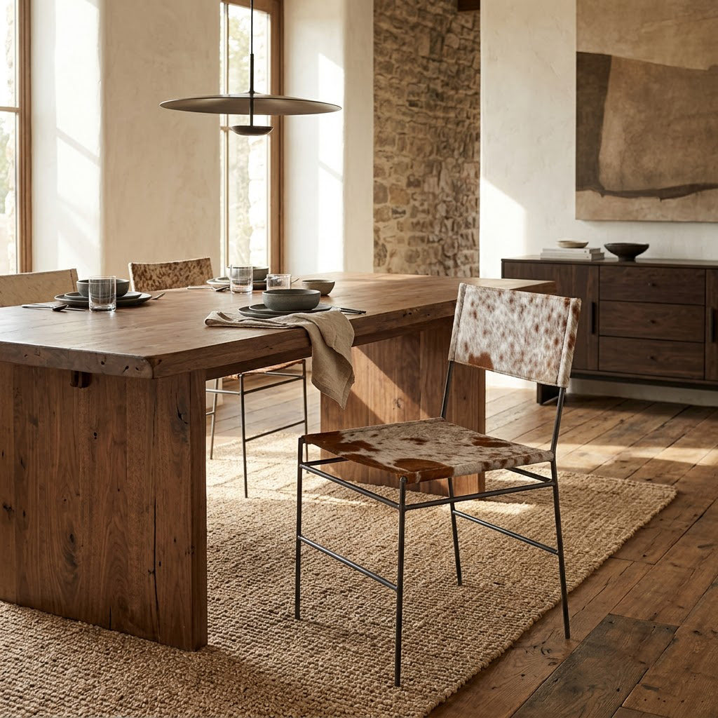 Dayle Leather Iron Dining Chair