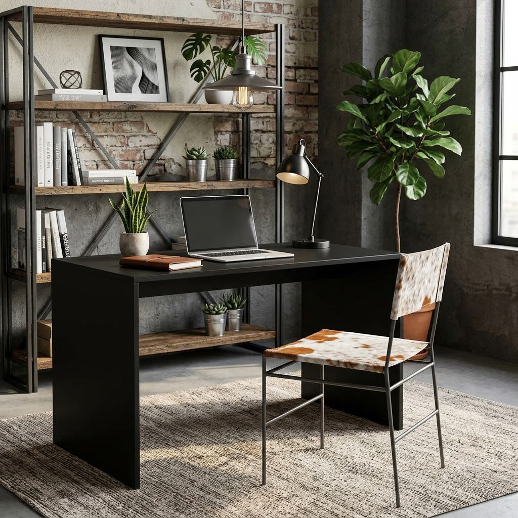 Dayle Leather Iron Dining Chair