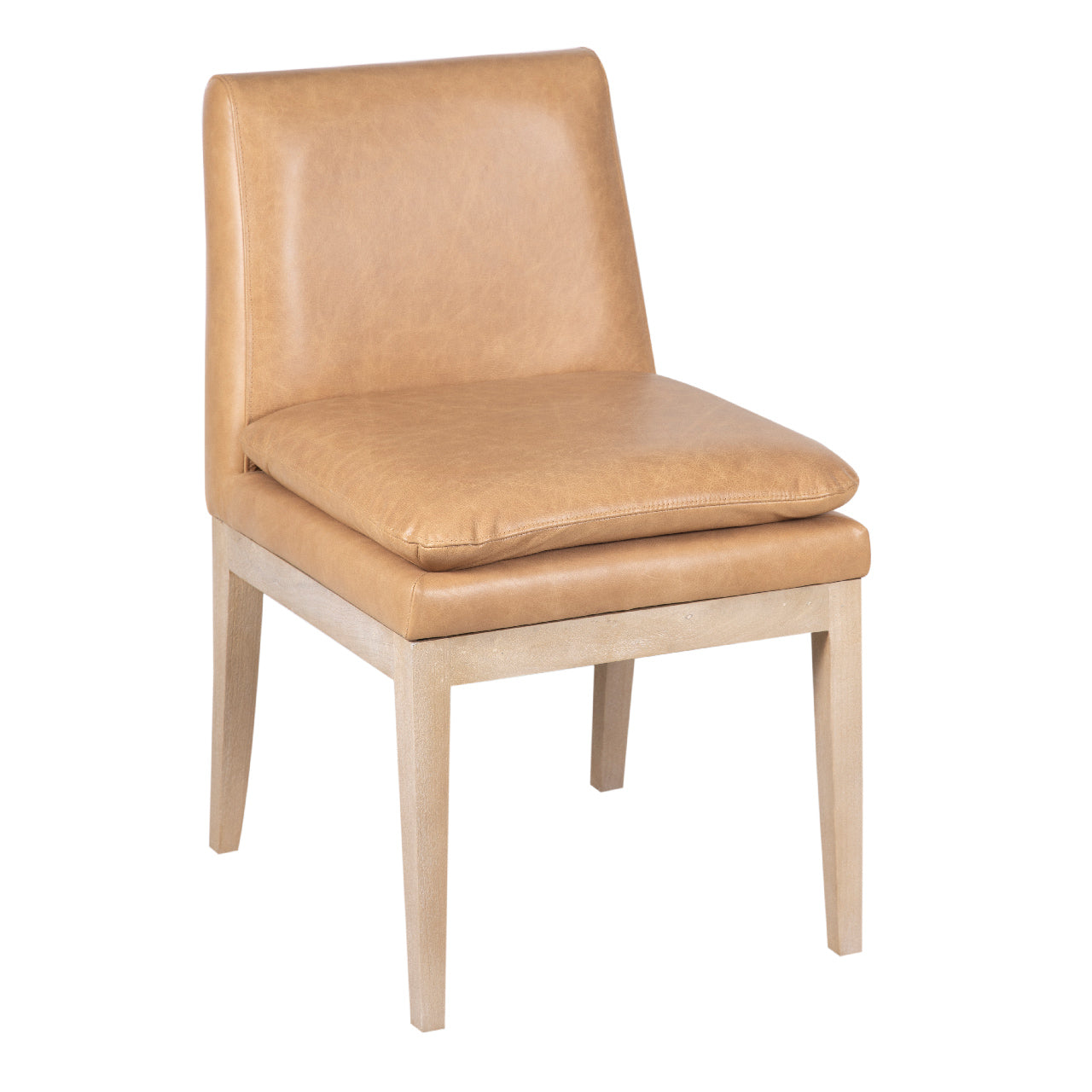 Delta Mango Wood Leather Dining Chair - Cream