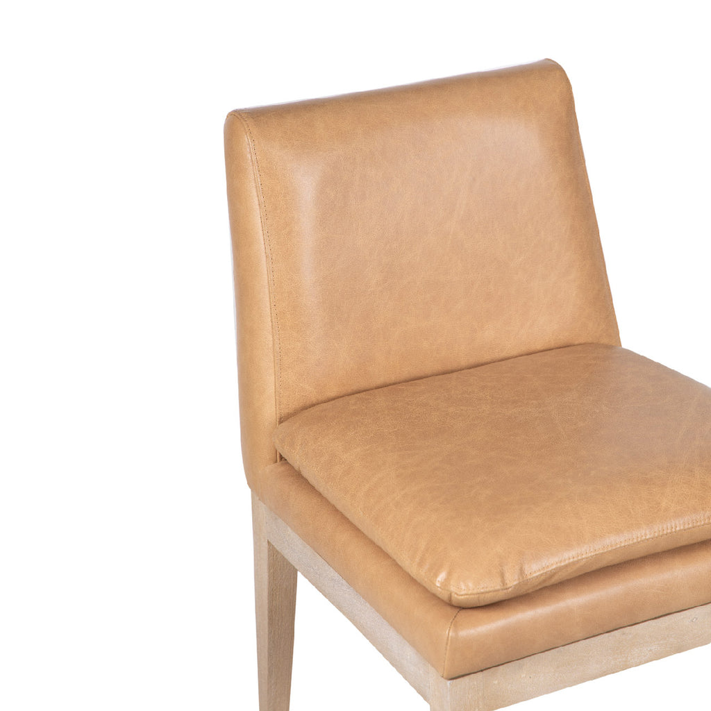 Delta Mango Wood Leather Dining Chair - Cream