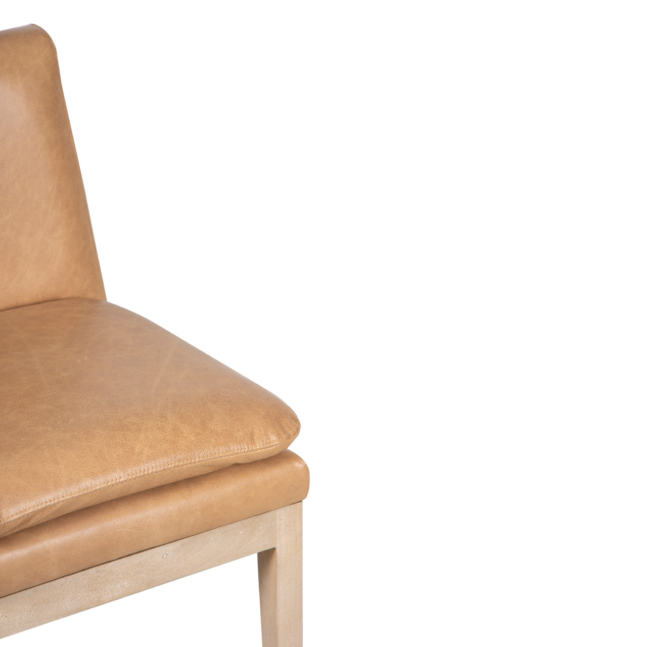 Delta Mango Wood Leather Dining Chair - Cream