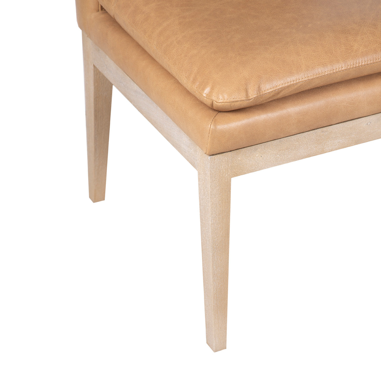 Delta Mango Wood Leather Dining Chair - Cream