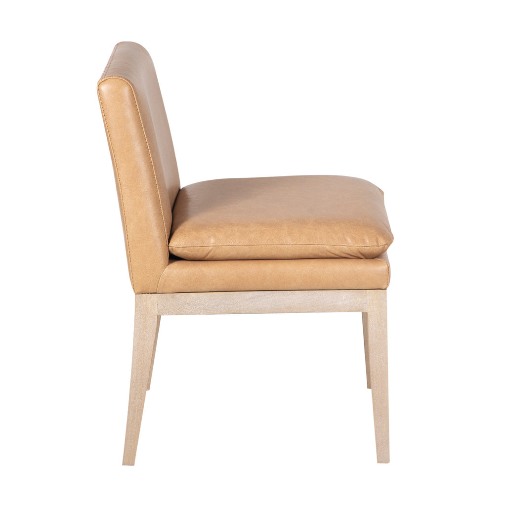 Delta Mango Wood Leather Dining Chair - Cream