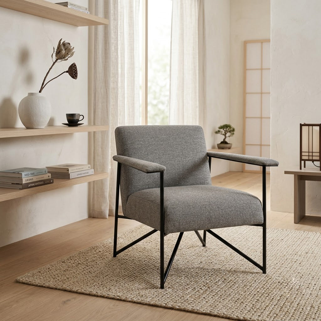 Denton Metal With Fabric Armchair - Grey