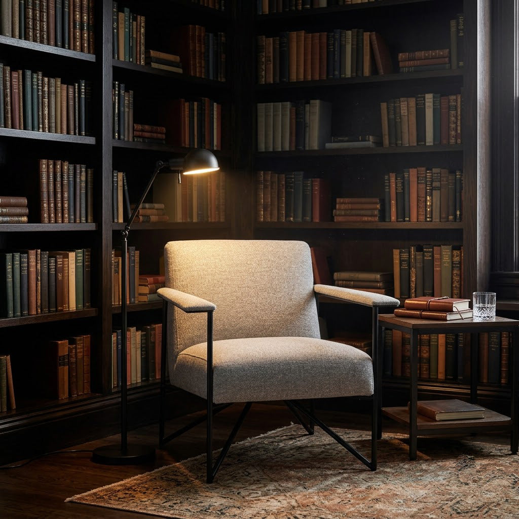 Denton Metal With Fabric Armchair - Grey