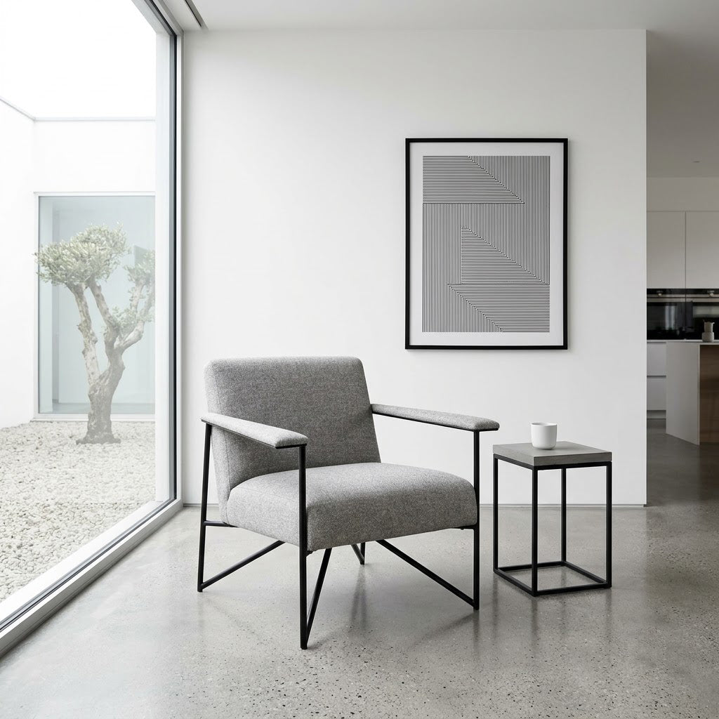 Denton Metal With Fabric Armchair - Grey