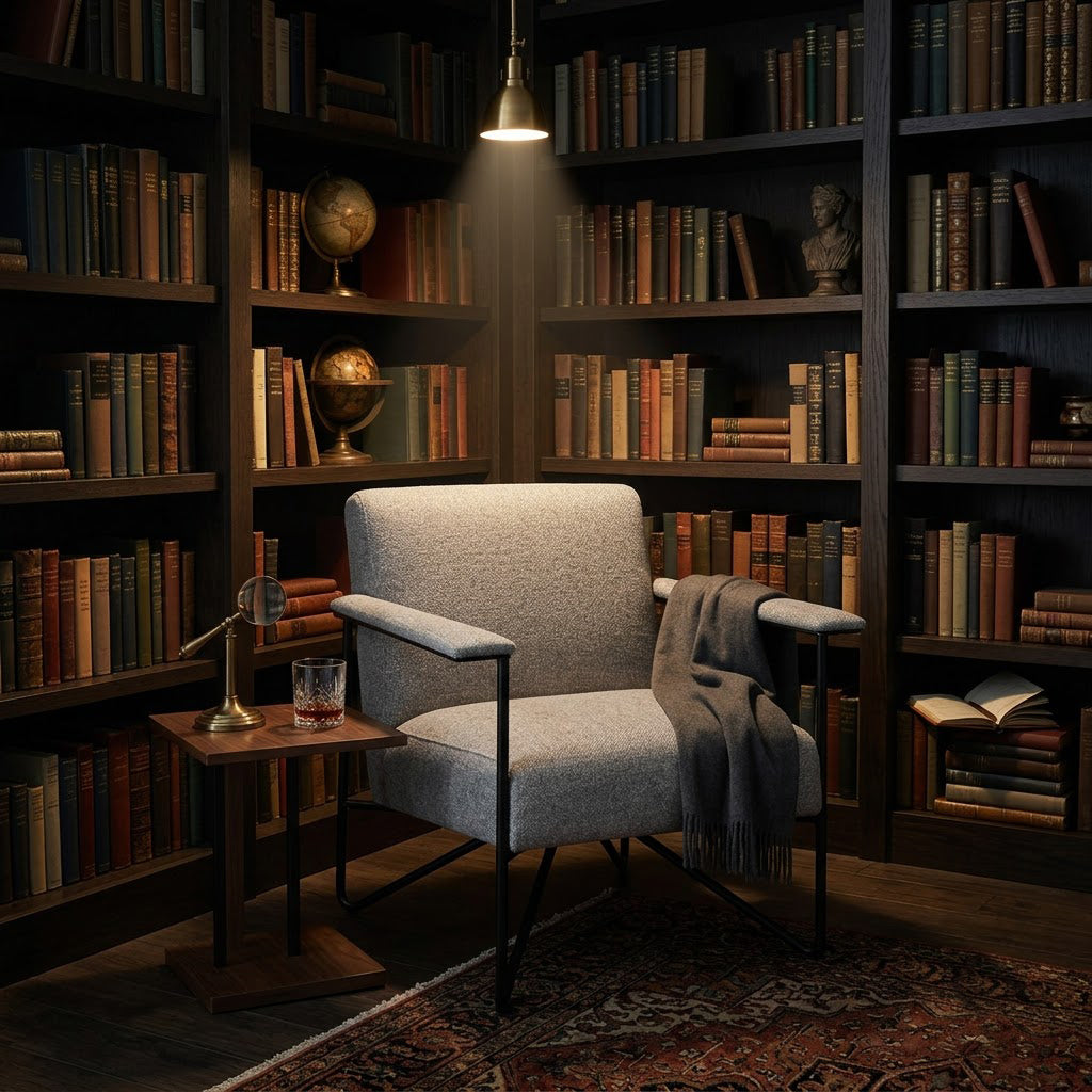 Denton Metal With Fabric Armchair - Grey