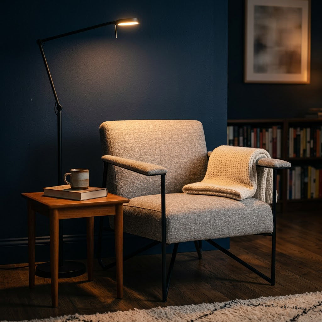Denton Metal With Fabric Armchair - Grey