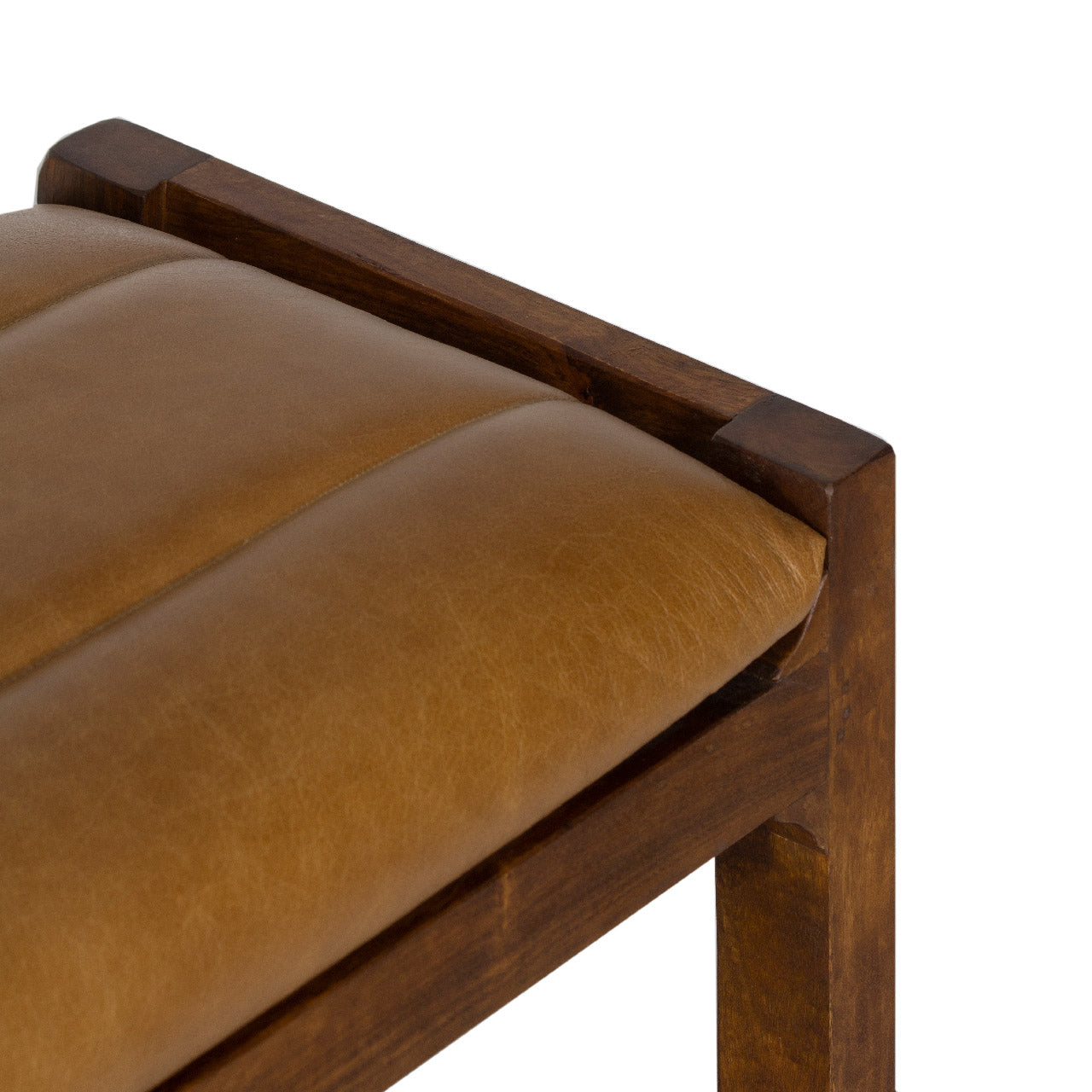 Desmond Acacia Wood Leather Leather Seat Bench