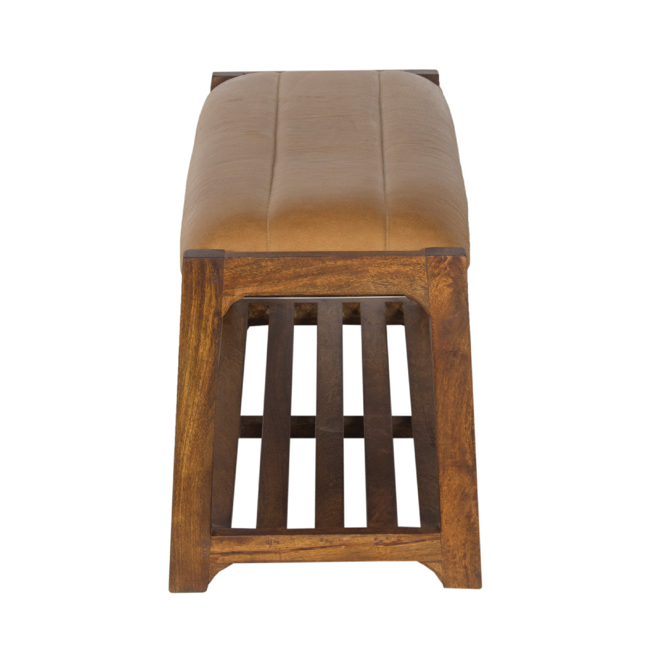 Desmond Acacia Wood Leather Leather Seat Bench