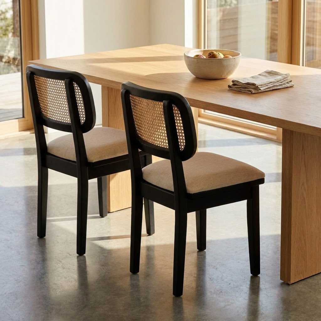 Domingo Dining Chair Mango Wood Fabric - Black