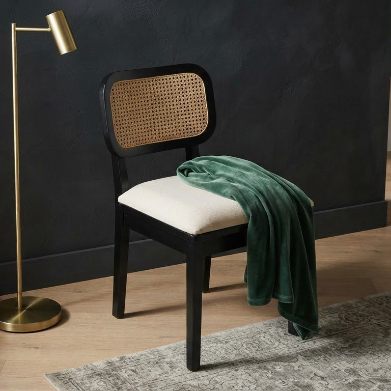 Domingo Dining Chair Mango Wood Fabric - Black