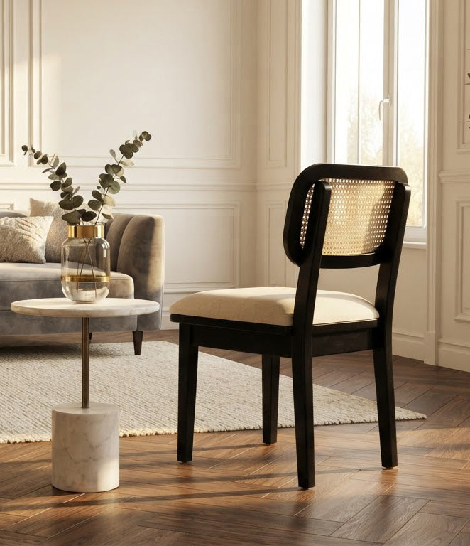 Domingo Dining Chair Mango Wood Fabric - Black