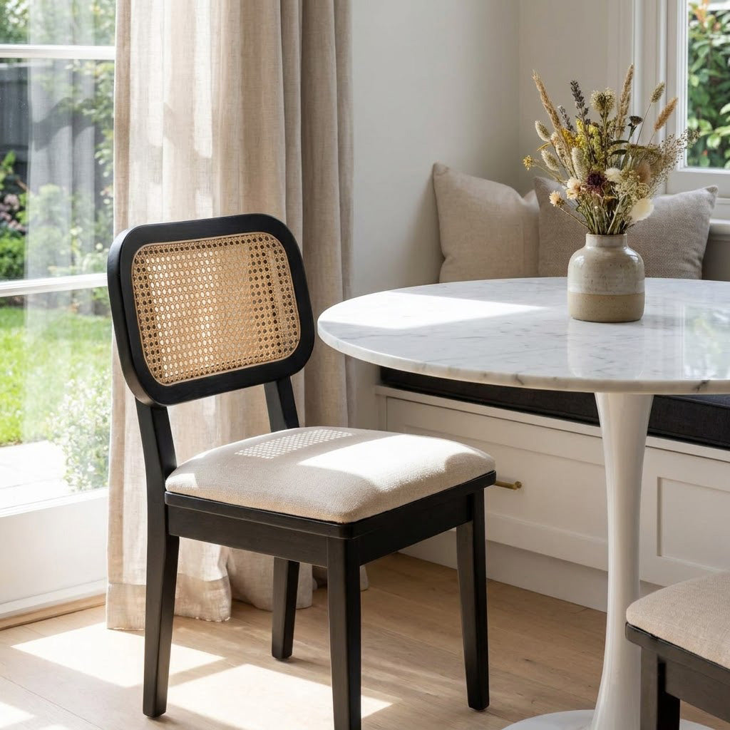 Domingo Dining Chair Mango Wood Fabric - Black