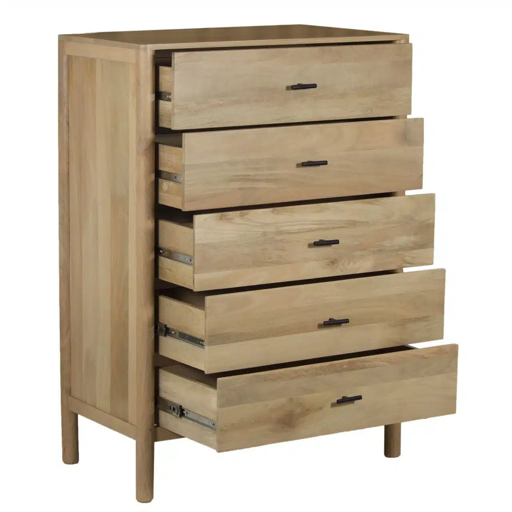 Dowen Mango Wood 5 Drawer Highboy