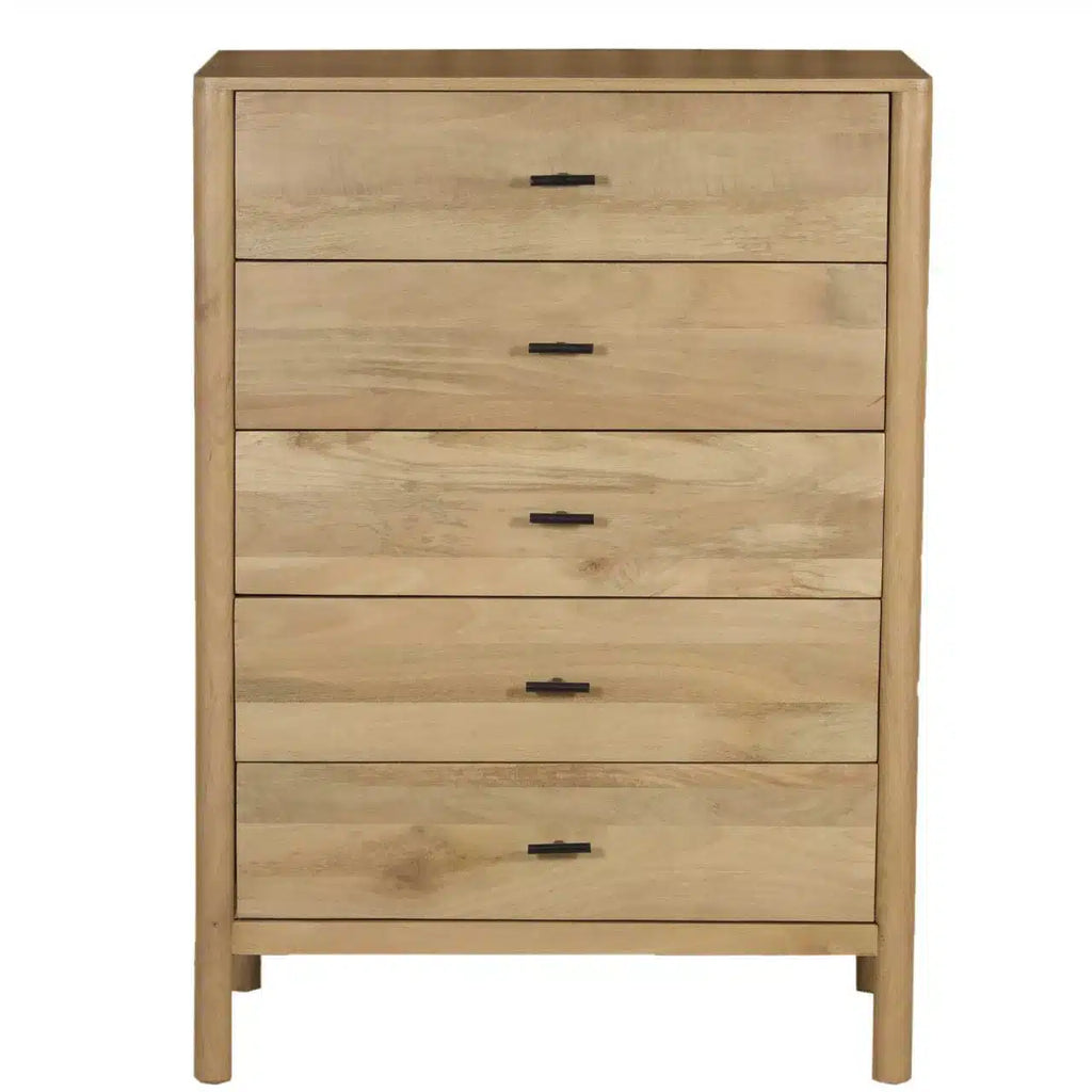 Dowen Mango Wood 5 Drawer Highboy