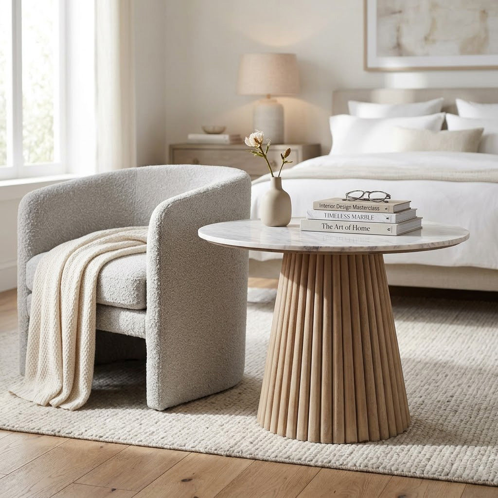 Edgar Round Side Table With Marble Top