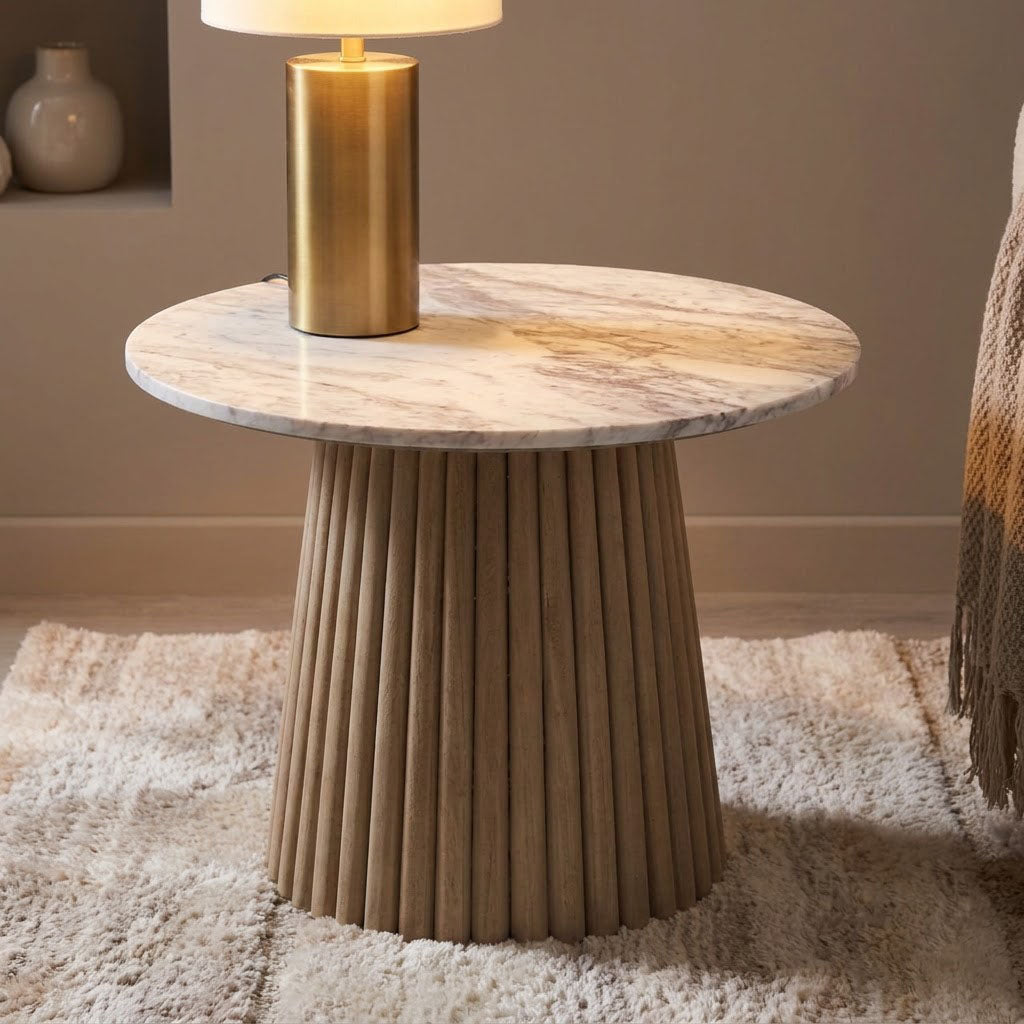 Edgar Round Side Table With Marble Top